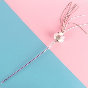 고품질 반짝이모루 휘어지는 캣토이 폼폼이 고양이 낚싯대 장난감 핑크 플라잉캣 (WFJ0XVZ)