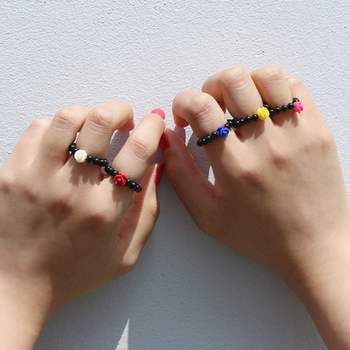 흑사탕 260IFQ16 구슬 비즈 반지 링/Dahlia 5color 블랙 오닉스