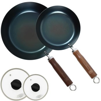 [해외] 리스토란테 라 바릭 철 프라이팬 세트 20cm+26cm+뚜껑2개 IH 대응, 시즈