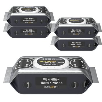 샐리의 살림법칙 일회용행주 물티슈 60매 5팩[무료배송]