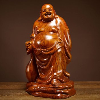 [해외] 부처님 목각 칠복신 천 주머니 님 목상 목제 피겨 황화 배