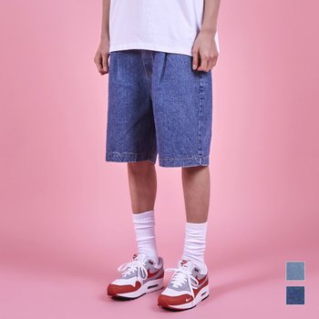 [몬스타엑스 셔누, 배우 김선호 착용]원턱 워싱 데님 반바지 (2colors)