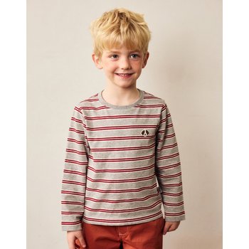 [26SS] [KIDS] 그레이 스트라이프 면 긴팔티셔츠 HBTS6EK15G2