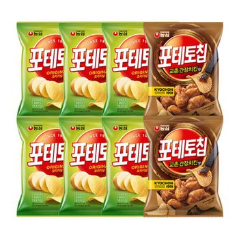 농심 포테토칩 오리지널 60g 6봉 + 교촌간장치킨맛 55g 2봉[35784628]