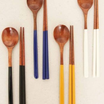 원형 136VQY96 옻칠수저 4인세트 옻칠나무젓가락 나무수저 나무