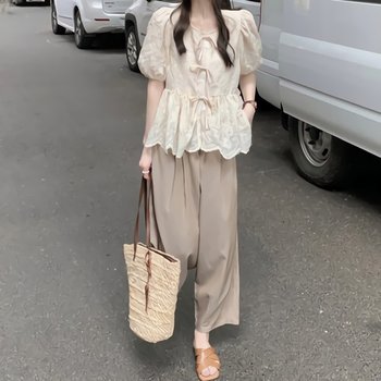 [SALE] 여성 세즈 블라우스 9부 와이드팬츠 세트